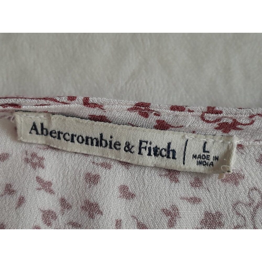Abercrombie Fitch Sz Large Paisely Print Casual Lightweight Wrap Dress Red/White - Picture 8 of 11